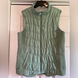 Christopher & Banks Quilted Full Zip Stretch Vest Mint Green Petite Large